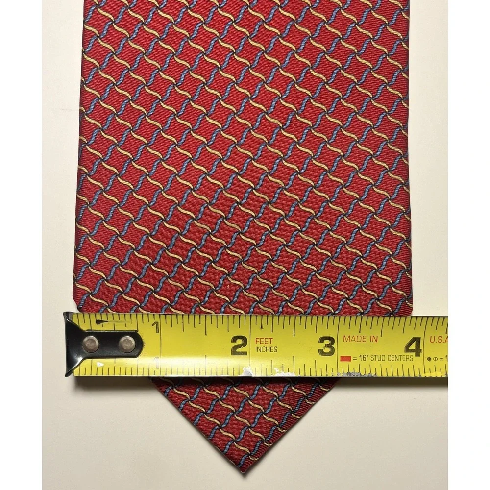 Vintage Burberry Tie Men's Classic Silk Geometric Woven Hand Sewn USA 90s‎